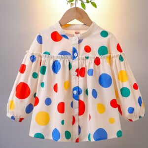 Girls' Korean Style Polka Dot Shirt