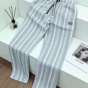 Men's Blue & White Striped Casual Pants