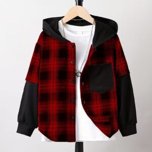 Boys' Plaid Hooded Fashion Top