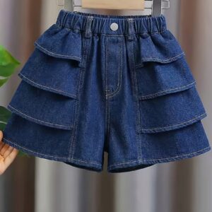 Girls' Ruffle-Trim Denim Culotte Shorts